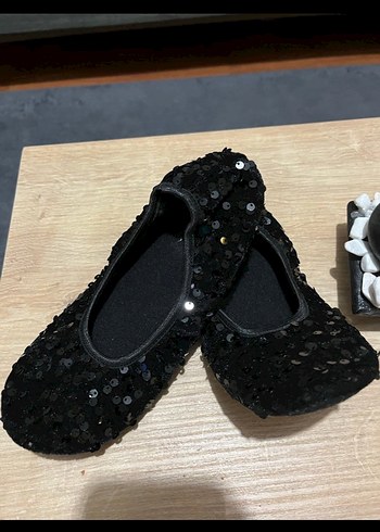 Kız Çocuk Siyah Goth Babet Ayakkabı Velcro - Görsel 5