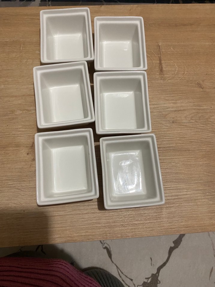 Beyaz Kare porselen kahvaltı  takımı 6adet - Görsel 3