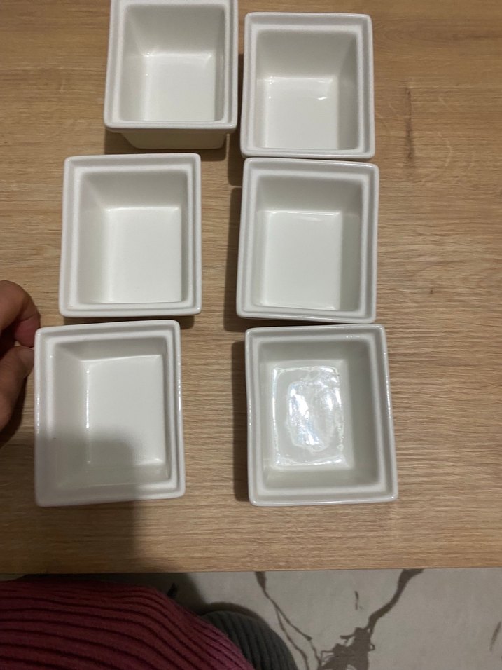 Beyaz Kare porselen kahvaltı  takımı 6adet - Görsel 2