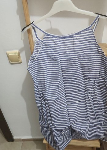 Çizgili Düğmeli Hamile Mini Elbise - Görsel 2