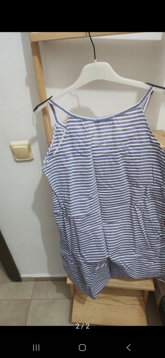 Çizgili Düğmeli Hamile Mini Elbise - Görsel 2