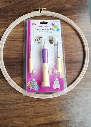 Puch iğne seti ve vidalı ahşap kasnak