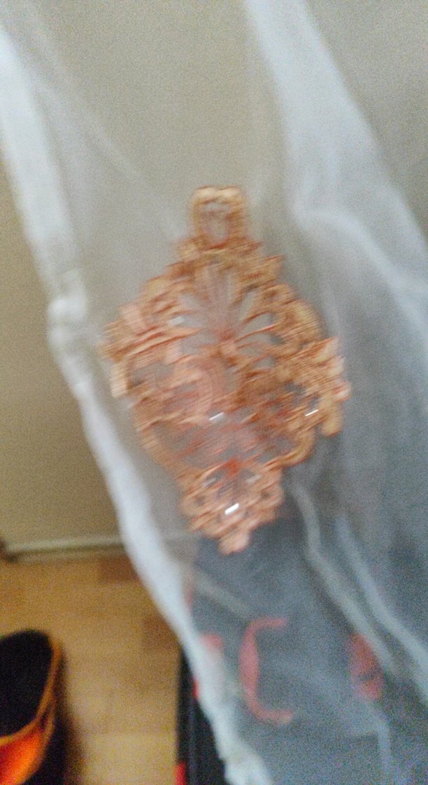 Nakışlı Bej Gri Tül Perde - Görsel 3