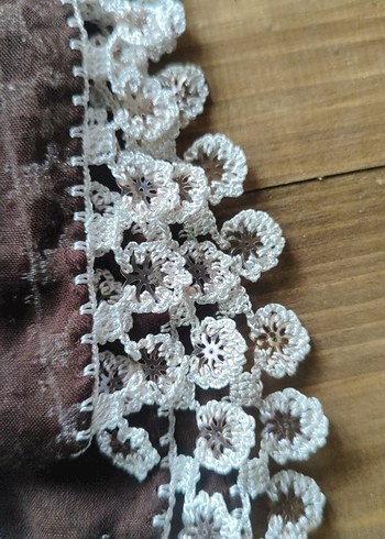 Dantel Detaylı Kahverengi Bohem Kadın Şal - Görsel 3