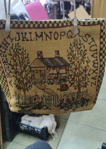 Nakışlı Bohem Bej Kadın Çanta - Görsel 2