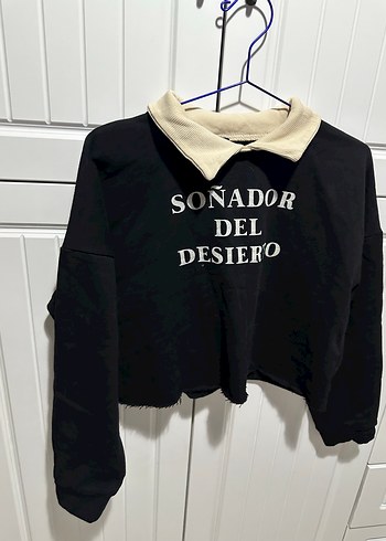 Siyah Baskılı Uzun Kollu Kadın Sweatshirt - Görsel 2