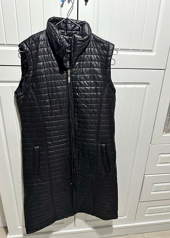 Siyah Fermuarlı Kadın Midi Yelek - Görsel 2