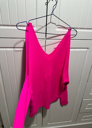 Pembe V Yaka Kadın Kazak - Görsel 3