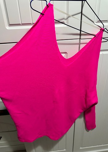 Pembe V Yaka Kadın Kazak - Görsel 4