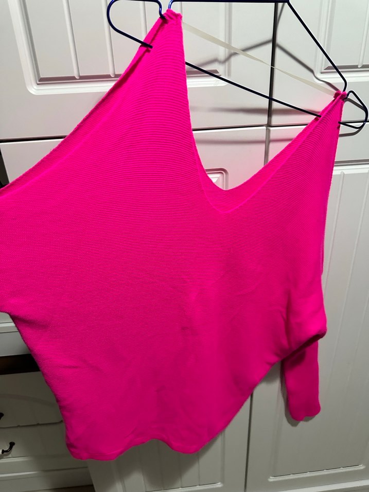 Pembe V Yaka Kadın Kazak - Görsel 4