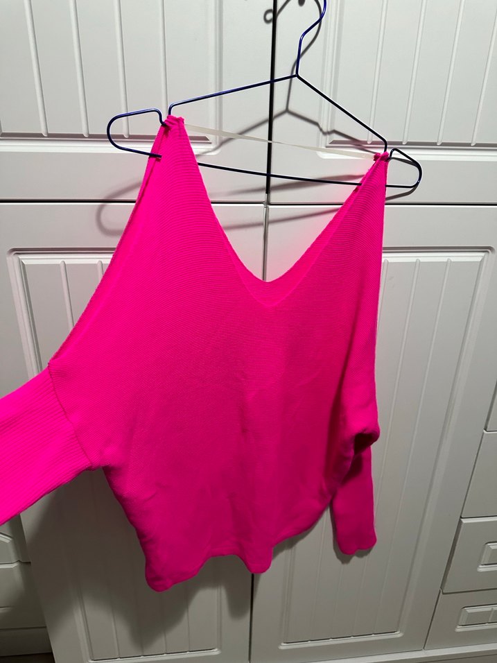 Pembe V Yaka Kadın Kazak - Görsel 2