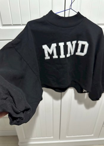 Kadın Siyah Baskılı Bisiklet Yaka Sweatshirt - Görsel 4