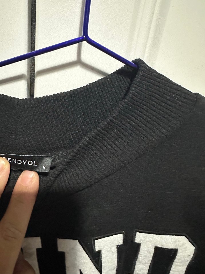 Kadın Siyah Baskılı Bisiklet Yaka Sweatshirt - Görsel 5