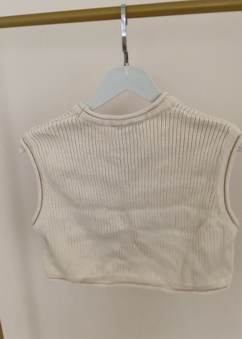 Bej Kız Çocuk Kolsuz Triko Süveter - Görsel 2