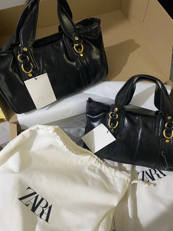 Zara Siyah Deri Metal Detaylı Kadın Çanta - Görsel 2