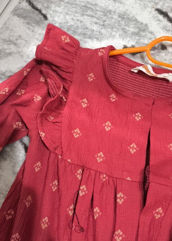 Kız Çocuk Koyu Kırmızı Bohem Uzun Kollu Elbise - Görsel 3
