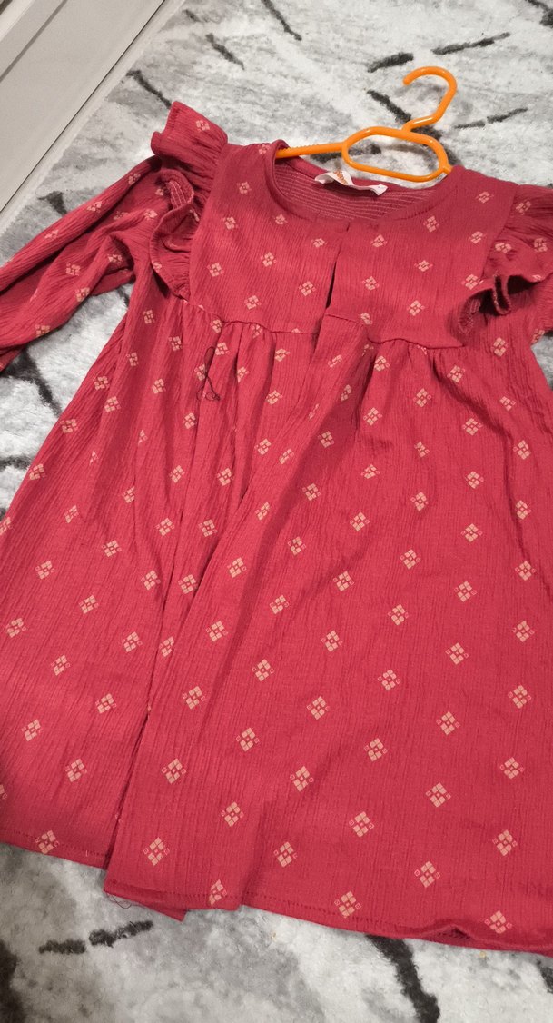 Kız Çocuk Koyu Kırmızı Bohem Uzun Kollu Elbise - Görsel 4