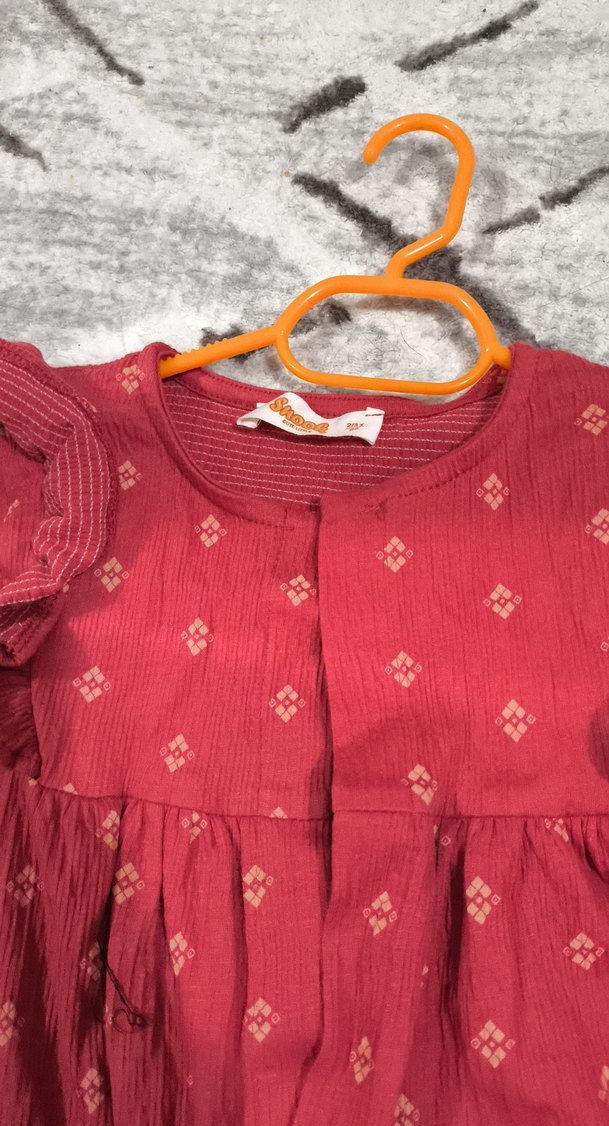 Kız Çocuk Koyu Kırmızı Bohem Uzun Kollu Elbise - Görsel 2