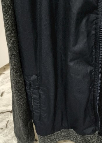 Gri kapşonlu Erkek Fermuarlı Ceket - Görsel 4