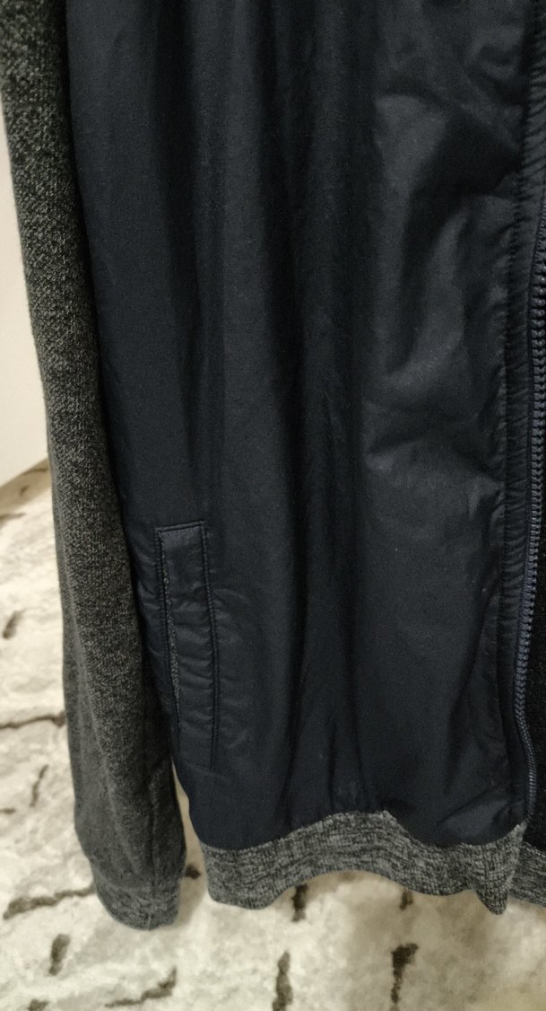 Gri kapşonlu Erkek Fermuarlı Ceket - Görsel 4