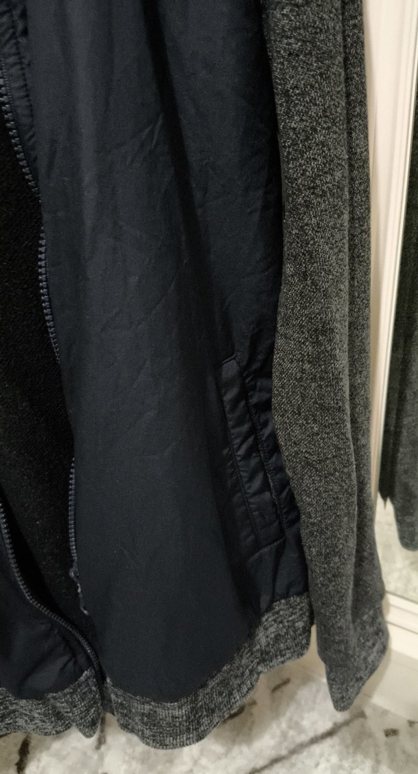 Gri kapşonlu Erkek Fermuarlı Ceket - Görsel 5