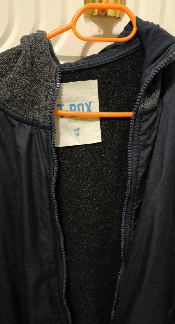 Gri kapşonlu Erkek Fermuarlı Ceket - Görsel 3