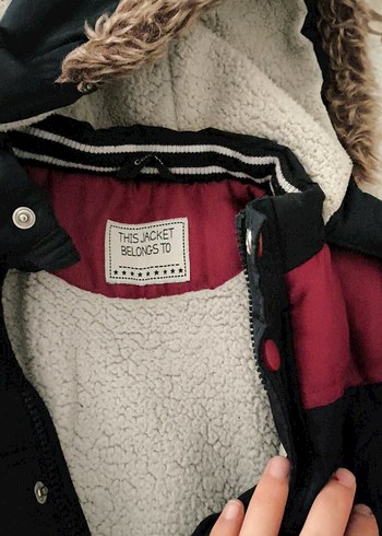 Bordo Siyah Erkek Çocuk Kürklü Mont - Görsel 4