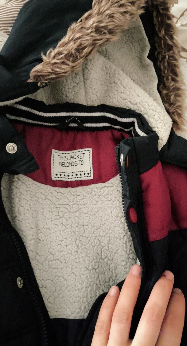 Bordo Siyah Erkek Çocuk Kürklü Mont - Görsel 4