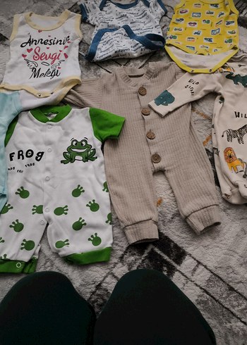 Gri Örme Bebek Tulumu ve Atlet Seti - Görsel 2