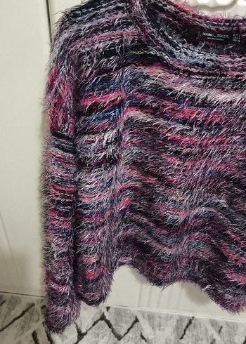 Mor Tonlarda Örgü Kadın Kazak - Görsel 3