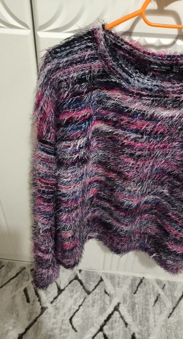 Mor Tonlarda Örgü Kadın Kazak - Görsel 3