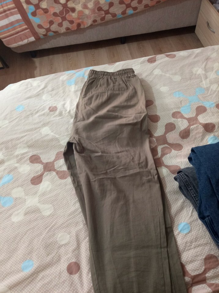 Kadın Keten Rahat Kesim Kahverengi Pantolon - Görsel 4