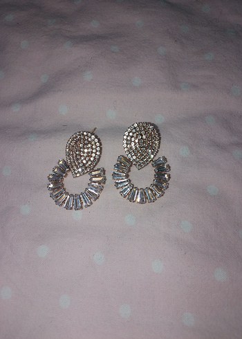 Bej Payetli Mini Düğün Küpeleri - Görsel 2