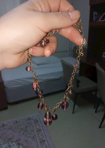 Bordo Boncuklu Uzun Bohem Kadın Kolye - Görsel 3