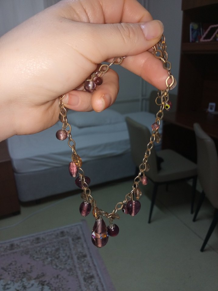 Bordo Boncuklu Uzun Bohem Kadın Kolye - Görsel 3