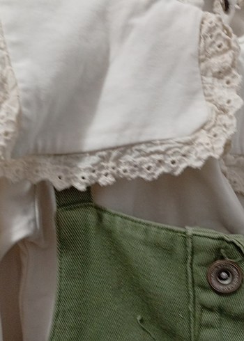 Düğmeli Keten Kız salopet takım(sıfır ayarında) - Görsel 2