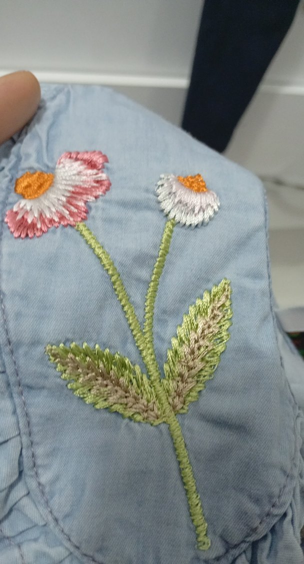 Nakışlı Yaka Detaylı Kız Denim Gömlek tayt takım - Görsel 3