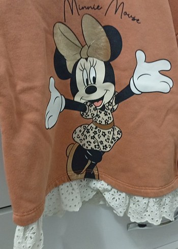 Kız Çocuk Kahverengi Minnie Mouse Baskılı Sweatshirt takım - Görsel 2