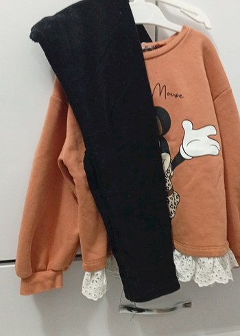 Kız Çocuk Kahverengi Minnie Mouse Baskılı Sweatshirt takım - Görsel 6