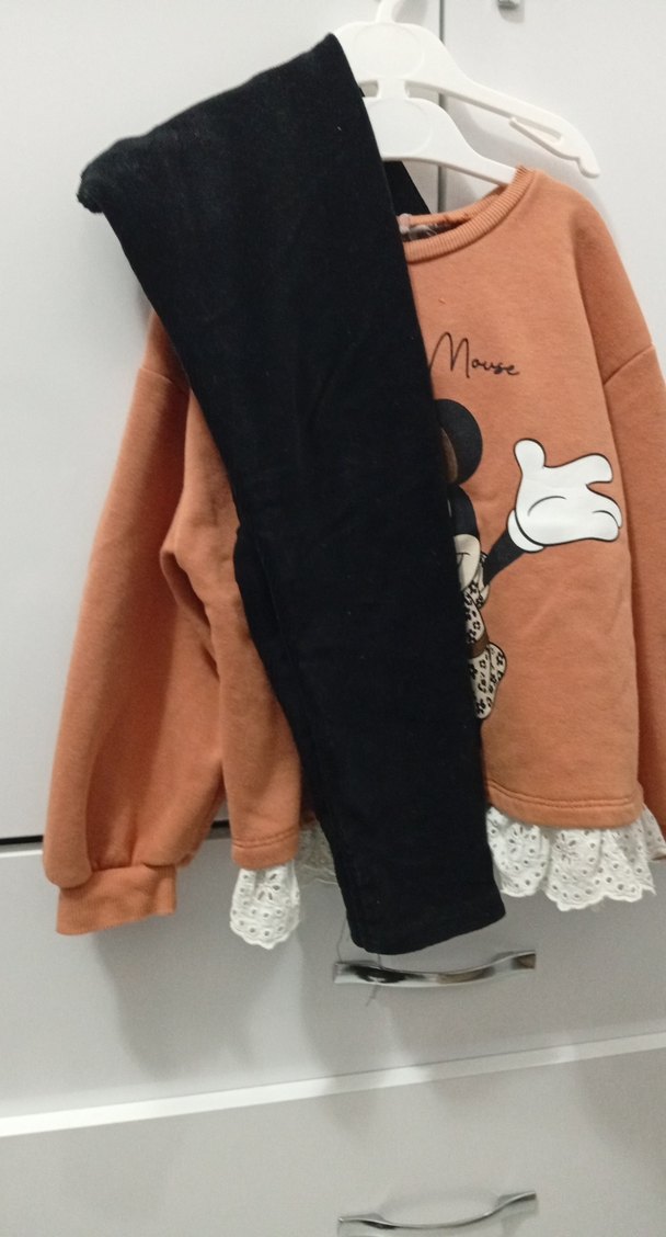 Kız Çocuk Kahverengi Minnie Mouse Baskılı Sweatshirt takım - Görsel 5