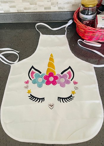 Nakışlı Beyaz Mutfak Önlüğü - Görsel 3