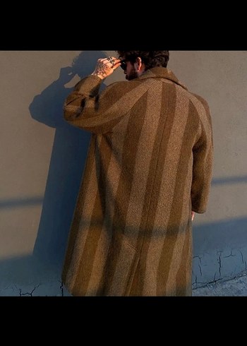 Erkek Kahverengi Uzun Yün Kaban - Görsel 4