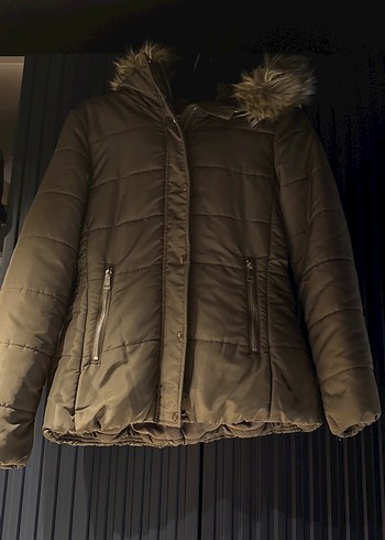 Hadi yeşili Kadın Midi Kışlık Fermuarlı Ceket - Görsel 3