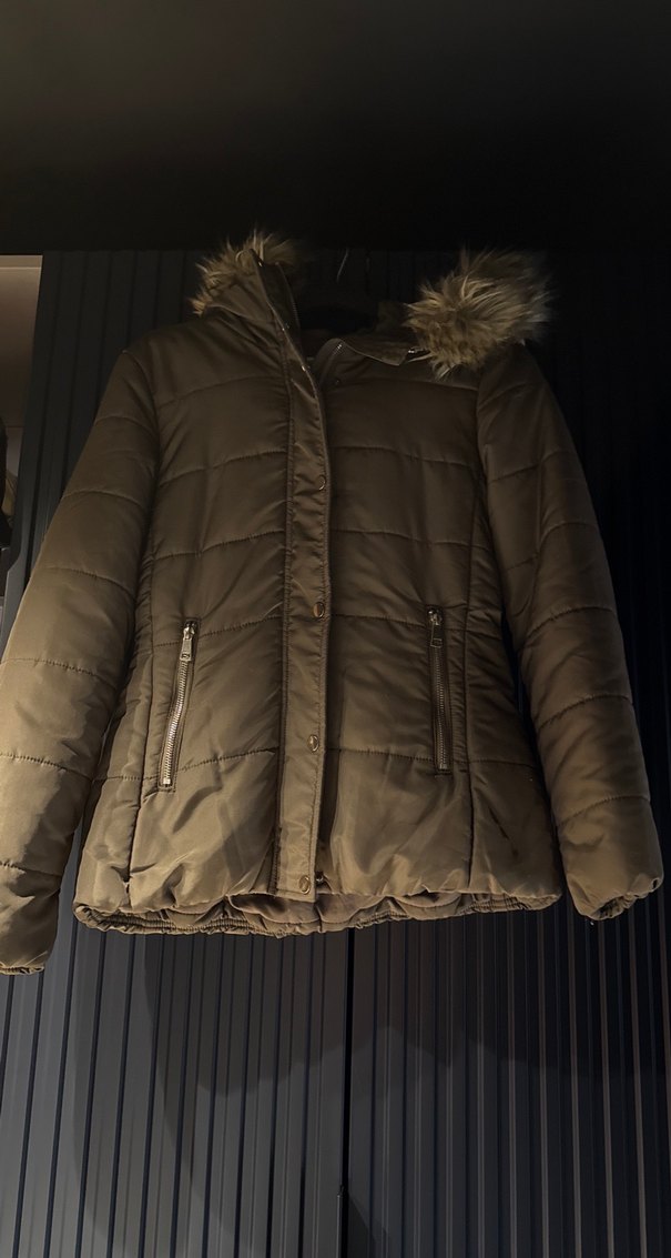 Hadi yeşili Kadın Midi Kışlık Fermuarlı Ceket - Görsel 3