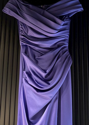 Mor Drapeli Uzun Abiye Elbise - Görsel 2