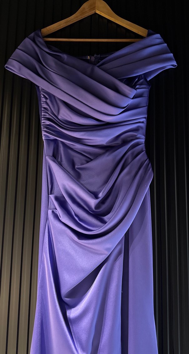 Mor Drapeli Uzun Abiye Elbise - Görsel 2