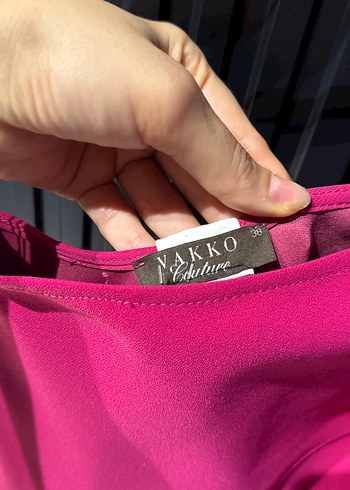 Pembe Uzun Drapeli V Yaka Abiye Elbise - Görsel 5