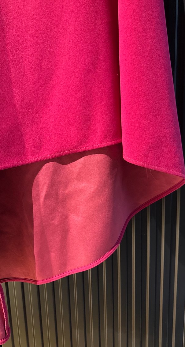 Pembe Uzun Drapeli V Yaka Abiye Elbise - Görsel 2