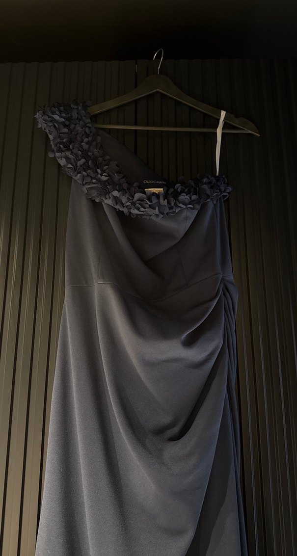 Kadın Lacivert Tek Omuz Uzun Abiye Elbise - Görsel 3