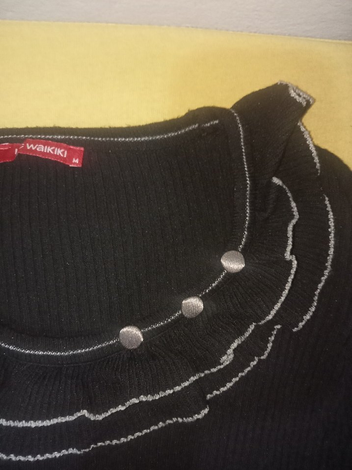 Uzun Siyah Kadın Gotik Triko Elbise - Görsel 4